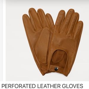 ZARA Moto Driving Gloves Perforated Leather Men's L